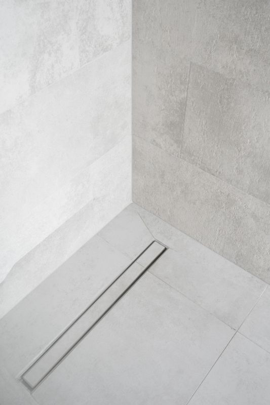 Shower with Linear Drain and Matte Finish